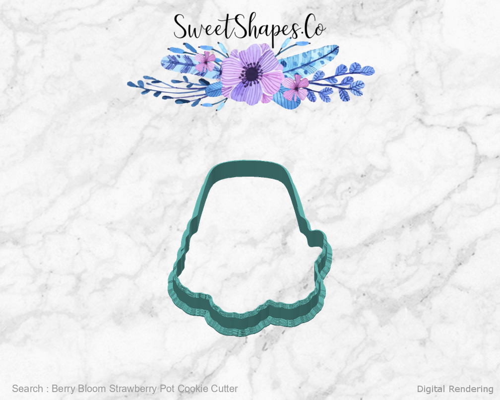 Berry Bloom Strawberry Pot Cookie Cutter — back view