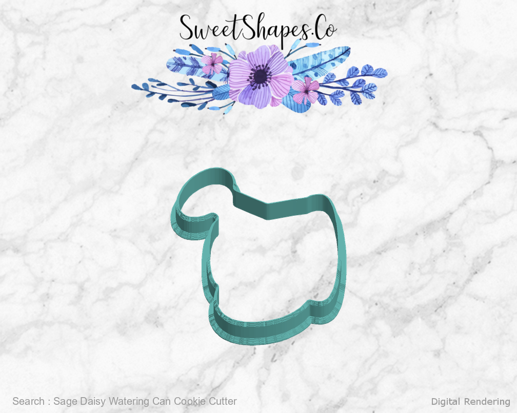 Sage Daisy Watering Can Cookie Cutter — left view