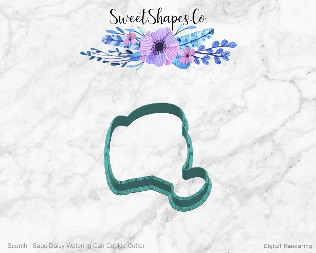 Sage Daisy Watering Can Cookie Cutter — right view