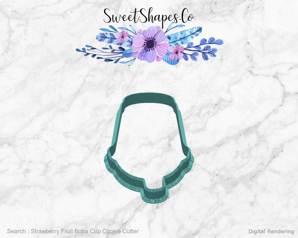Strawberry Fruit Boba Cup Cookie Cutter — back view