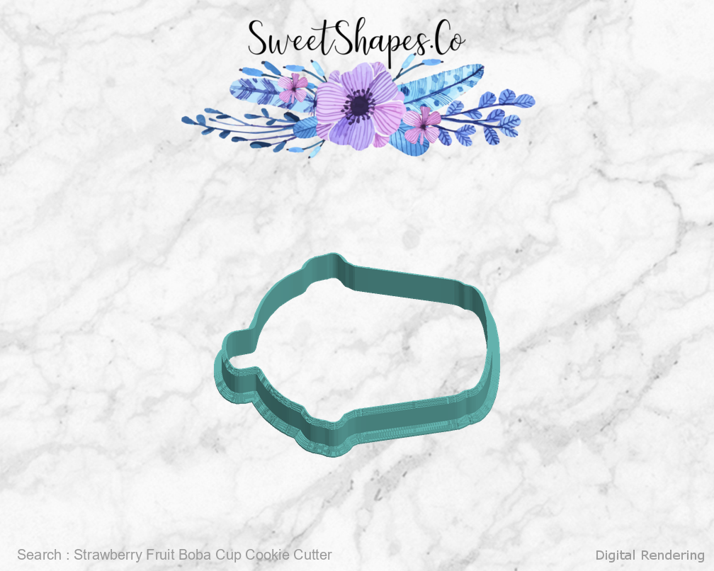 Strawberry Fruit Boba Cup Cookie Cutter — left view