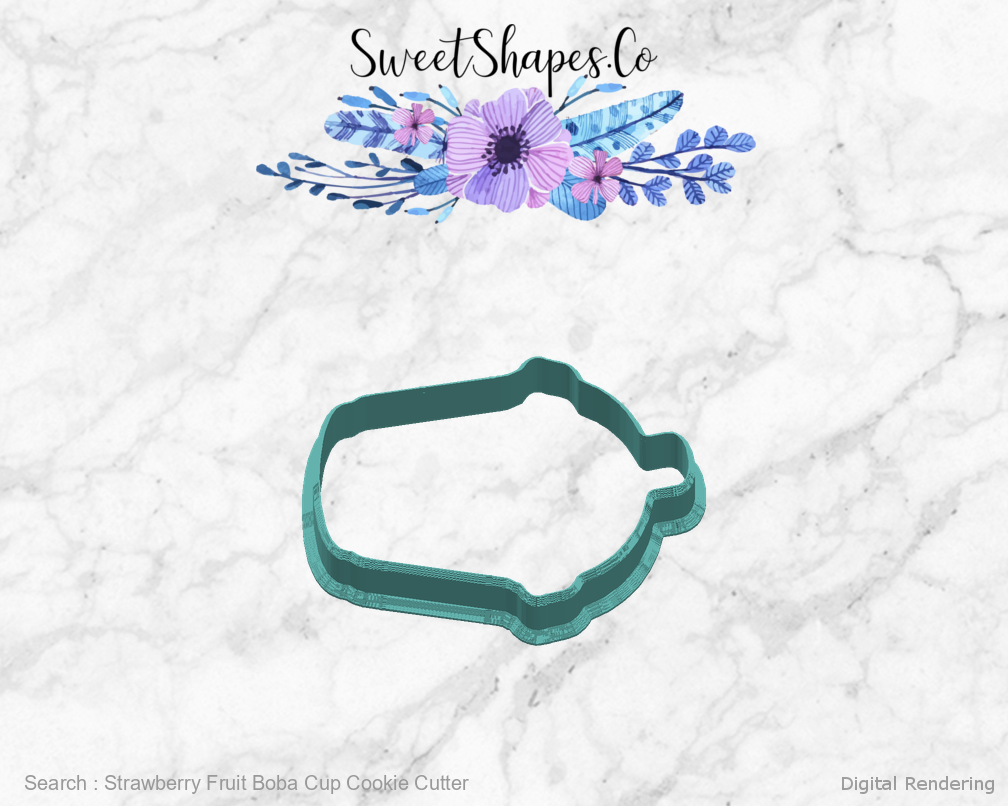 Strawberry Fruit Boba Cup Cookie Cutter — right view