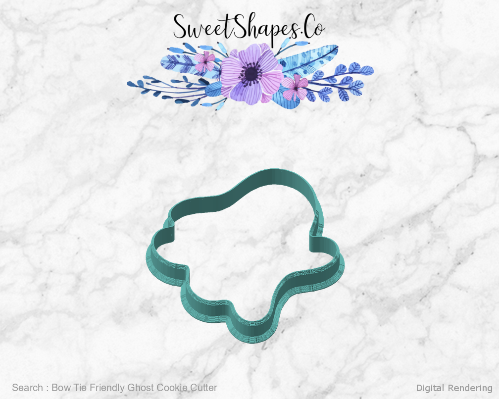 Bow Tie Friendly Ghost Cookie Cutter — angled front view