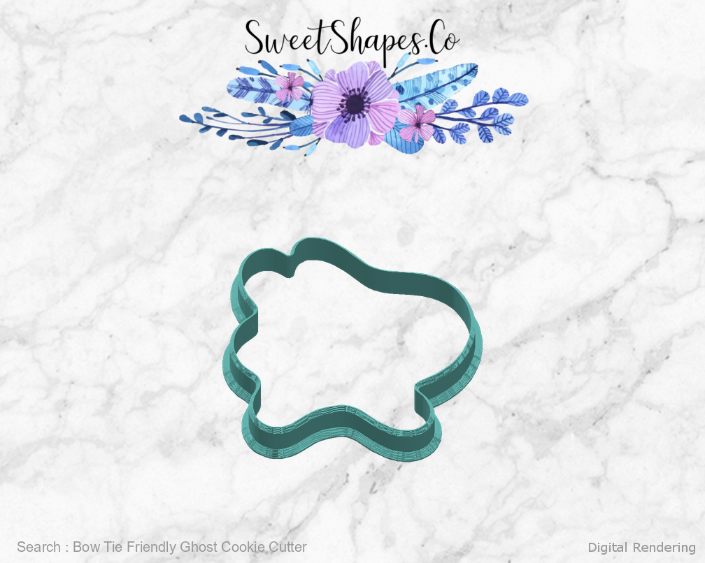 Bow Tie Friendly Ghost Cookie Cutter — right view