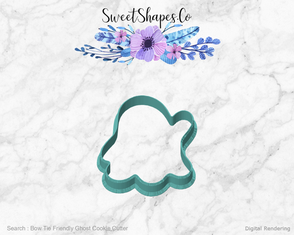 Bow Tie Friendly Ghost Cookie Cutter — front view