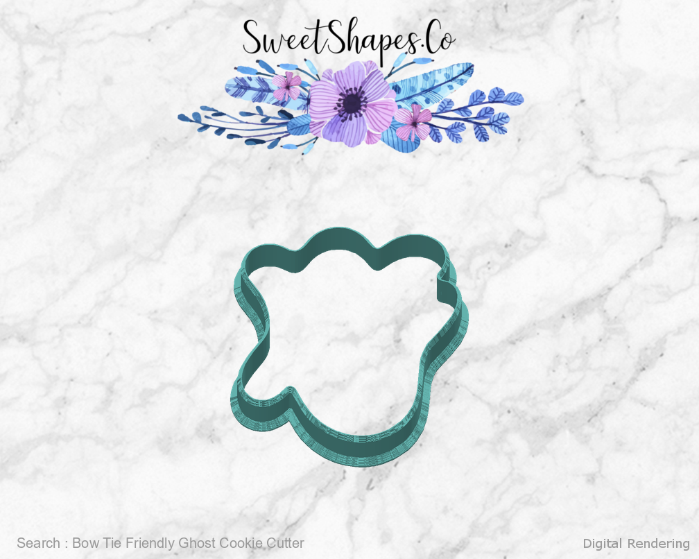 Bow Tie Friendly Ghost Cookie Cutter — back view