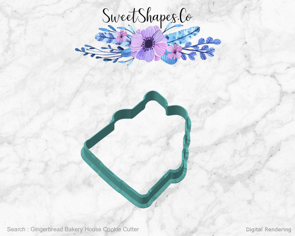 Gingerbread Bakery House Cookie Cutter — angled front view