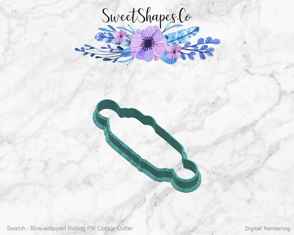 Bow-wrapped Rolling Pin Cookie Cutter — right view