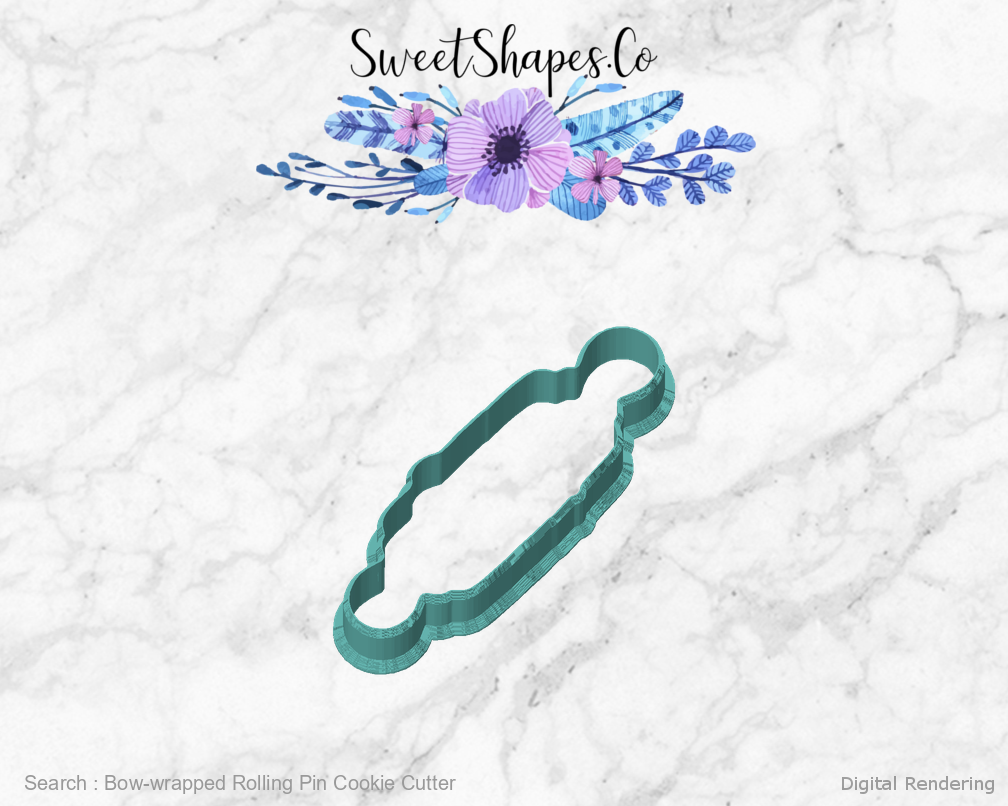 Bow-wrapped Rolling Pin Cookie Cutter — front view