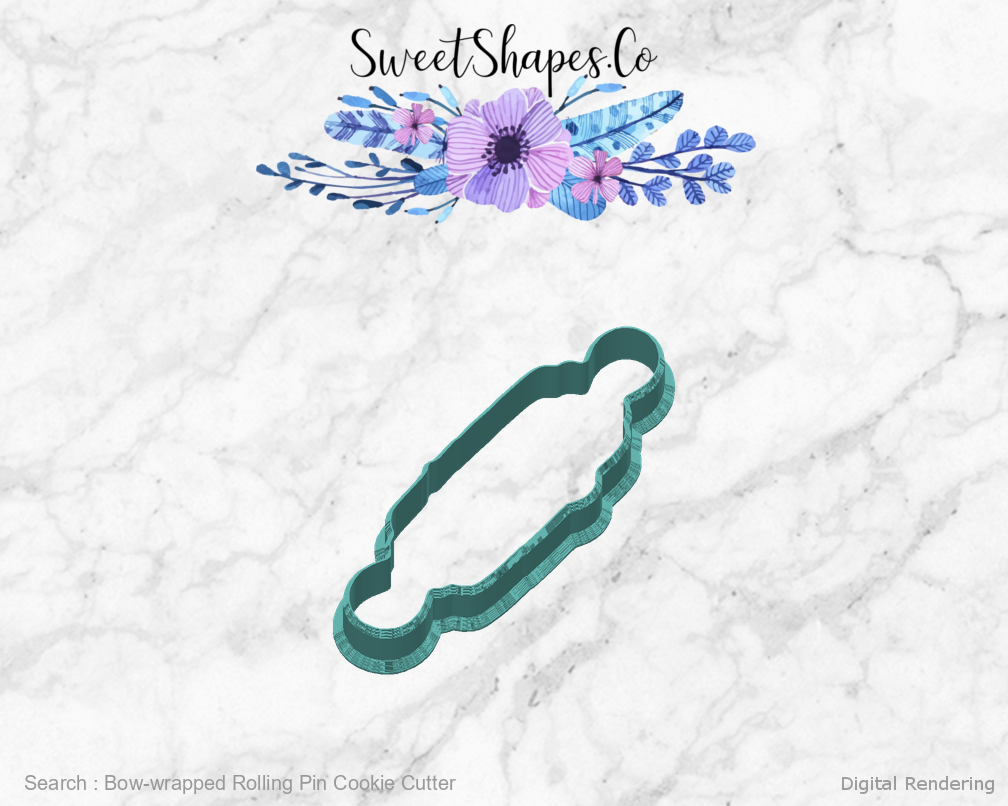 Bow-wrapped Rolling Pin Cookie Cutter — back view