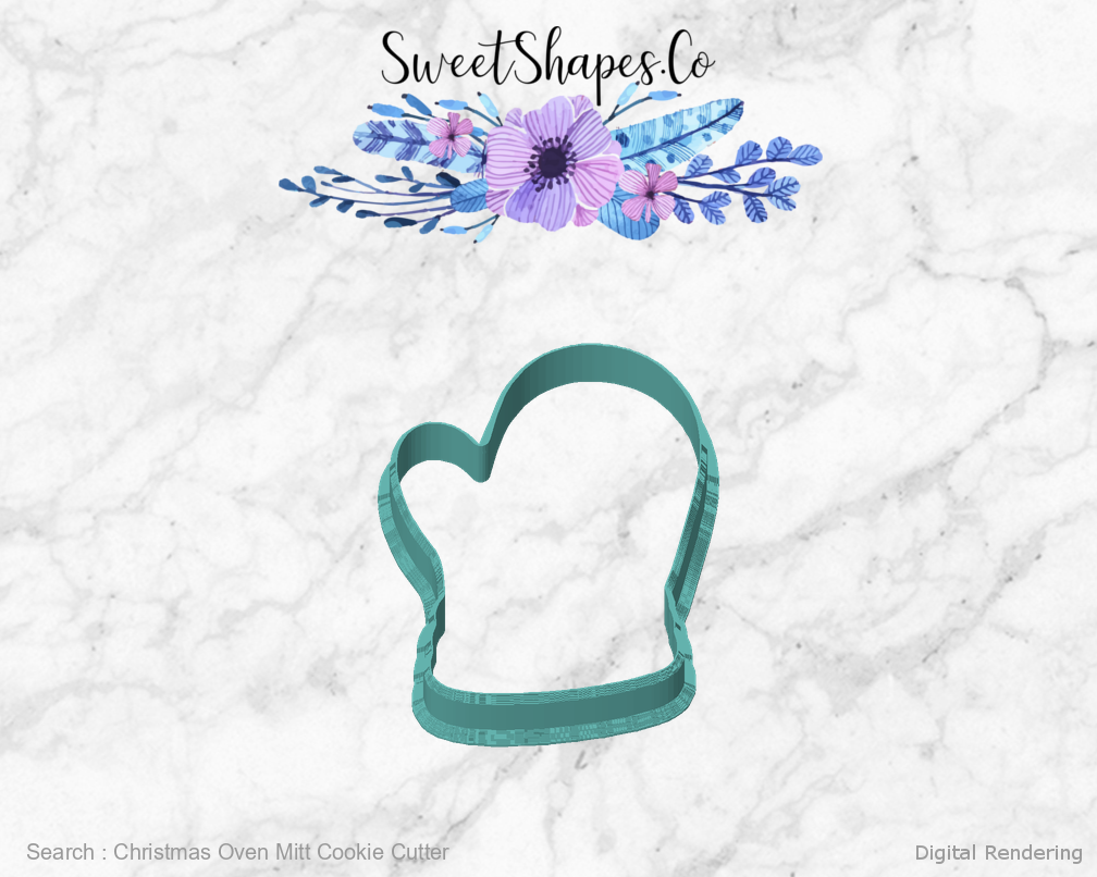 Christmas Oven Mitt Cookie Cutter — front view