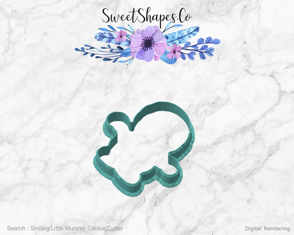 Smiling Little Mummy Cookie Cutter — angled front view