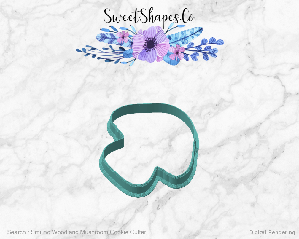 Smiling Woodland Mushroom Cookie Cutter — angled front view