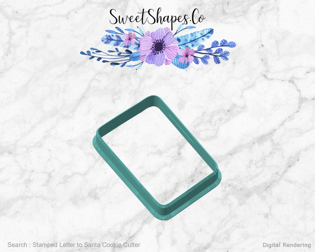 Stamped Letter to Santa Cookie Cutter — angled front view