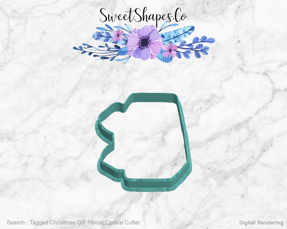 Tagged Christmas Gift Parcel Cookie Cutter — left view