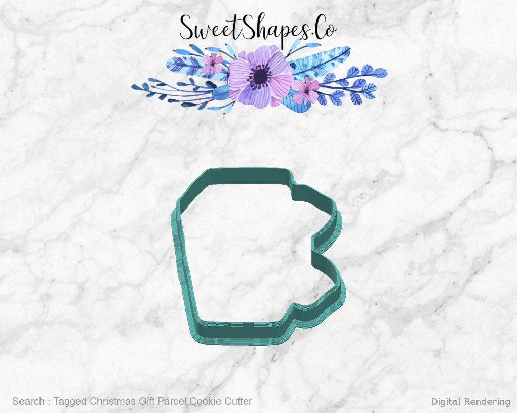 Tagged Christmas Gift Parcel Cookie Cutter — right view