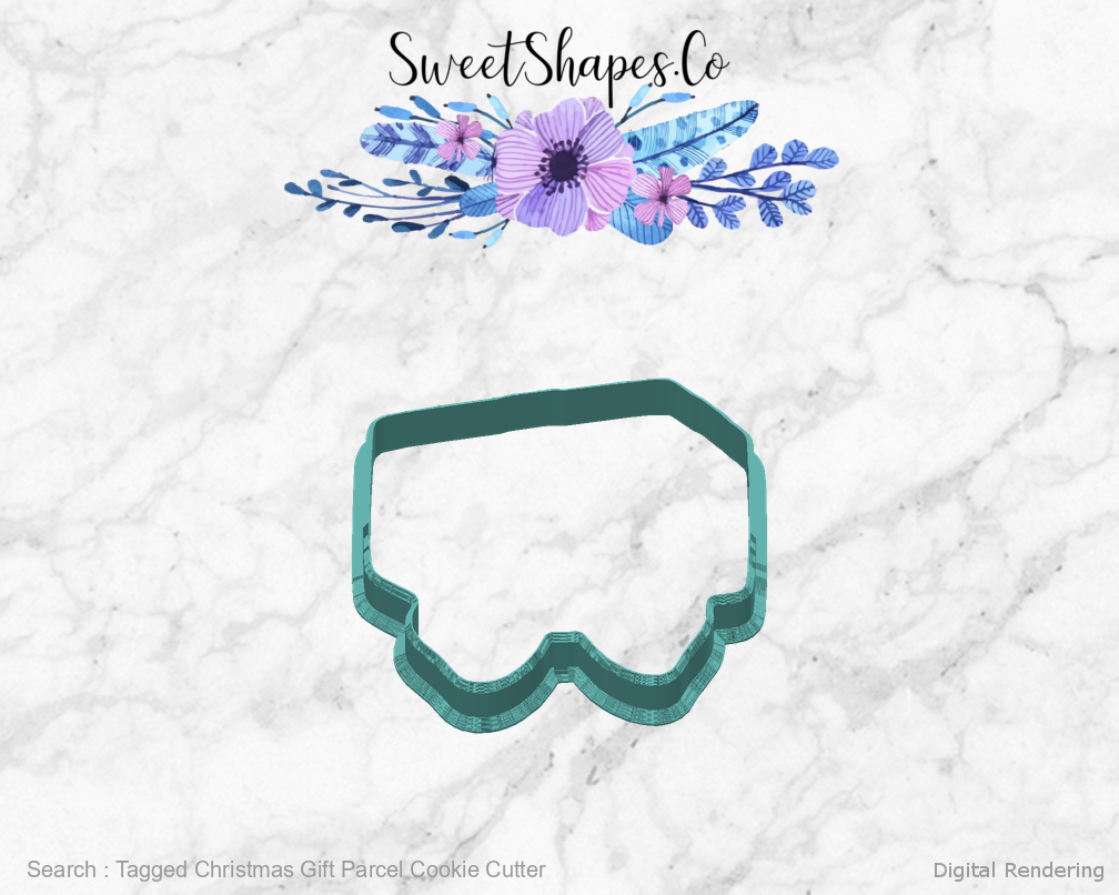 Tagged Christmas Gift Parcel Cookie Cutter — back view