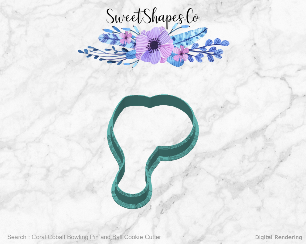 Coral Cobalt Bowling Pin and Ball Cookie Cutter — back view