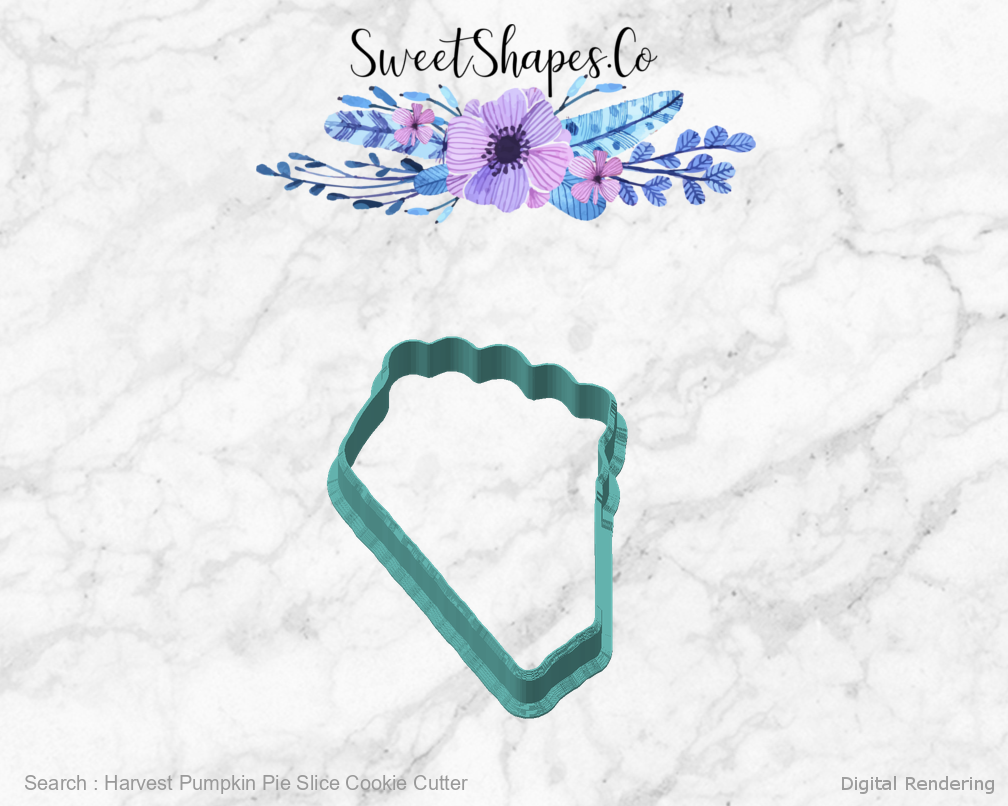 Harvest Pumpkin Pie Slice Cookie Cutter — angled front view