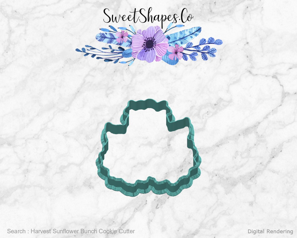 Harvest Sunflower Bunch Cookie Cutter — back view