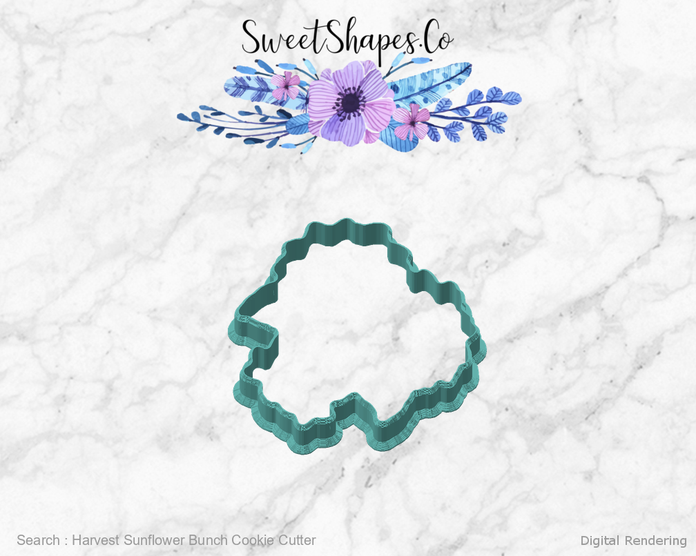 Harvest Sunflower Bunch Cookie Cutter — angled front view