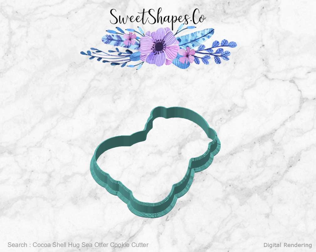 Cocoa Shell Hug Sea Otter Cookie Cutter — angled front view