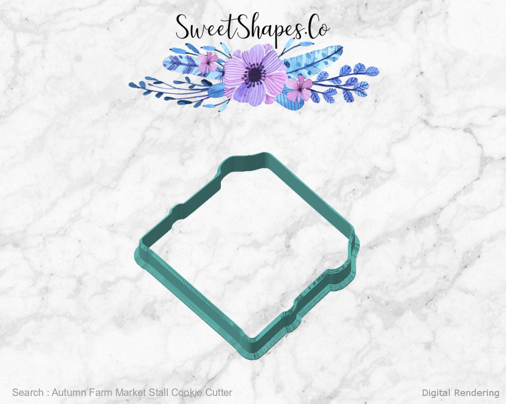 Autumn Farm Market Stall Cookie Cutter — angled front view