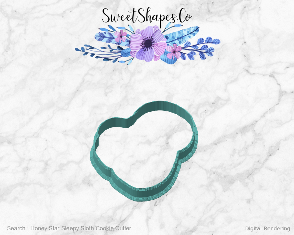 Honey Star Sleepy Sloth Cookie Cutter — angled front view