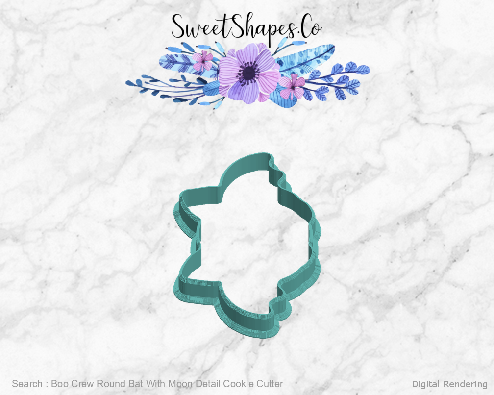 Boo Crew Round Bat With Moon Detail Cookie Cutter — left view