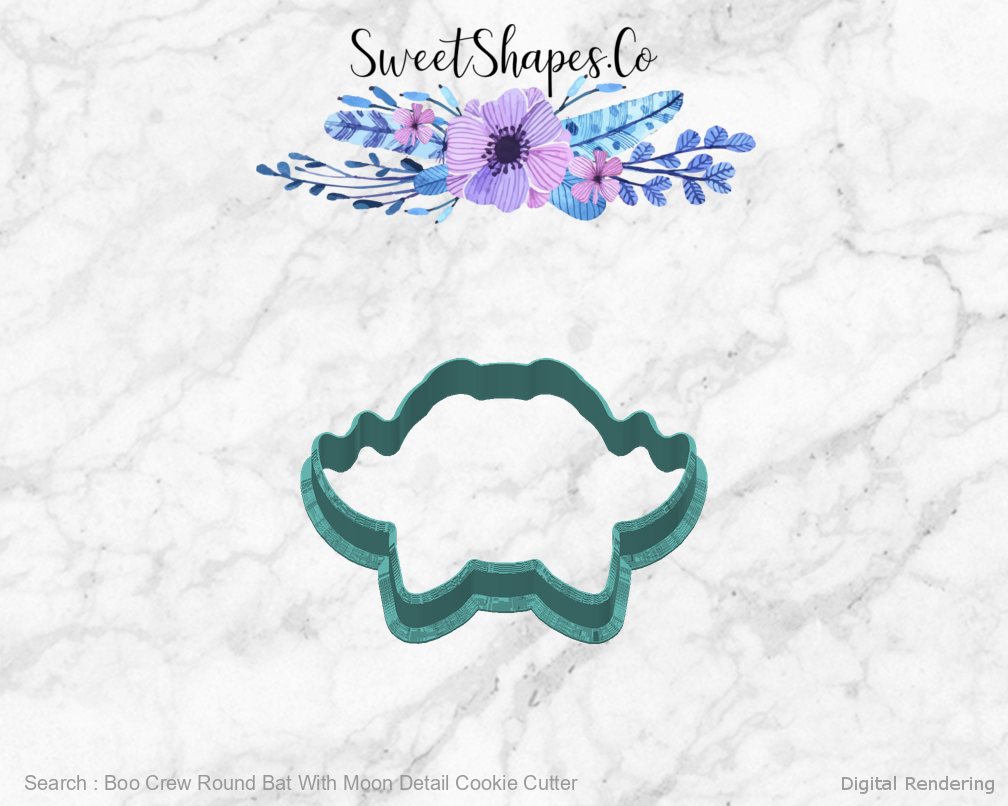 Boo Crew Round Bat With Moon Detail Cookie Cutter — back view