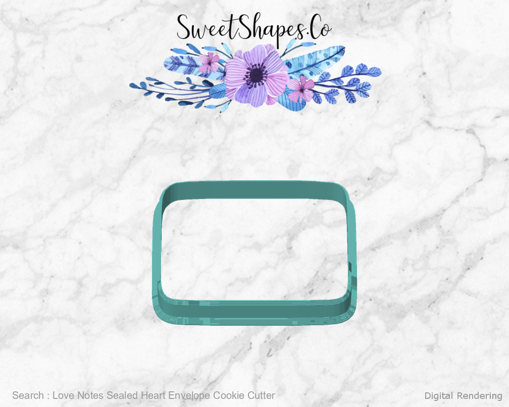 Love Notes Sealed Heart Envelope Cookie Cutter — front view