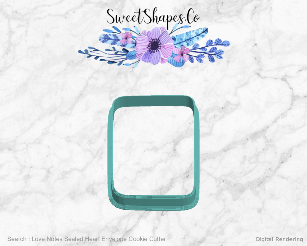 Love Notes Sealed Heart Envelope Cookie Cutter — left view