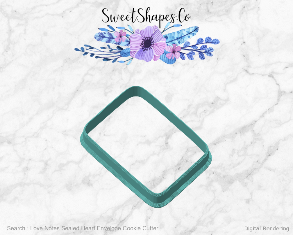 Love Notes Sealed Heart Envelope Cookie Cutter — angled front view