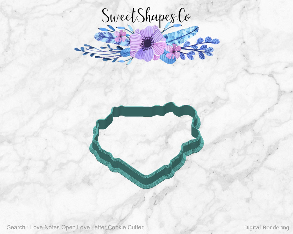 Love Notes Open Love Letter Cookie Cutter — back view