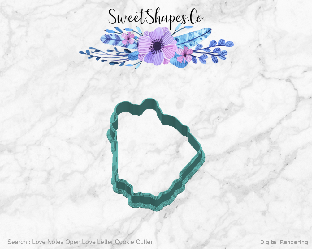 Love Notes Open Love Letter Cookie Cutter — right view