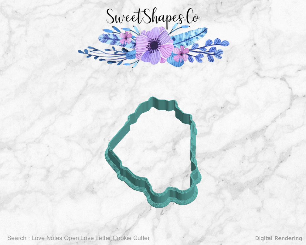 Love Notes Open Love Letter Cookie Cutter — left view