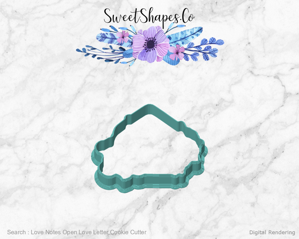 Love Notes Open Love Letter Cookie Cutter — front view