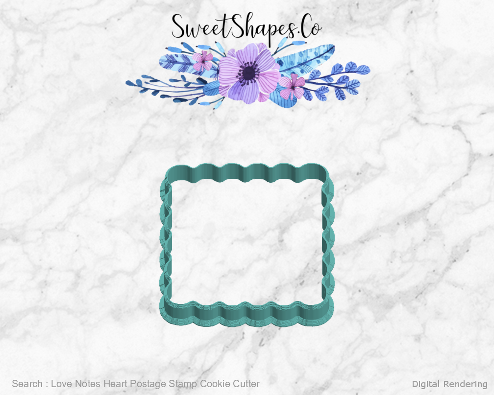 Love Notes Heart Postage Stamp Cookie Cutter — left view