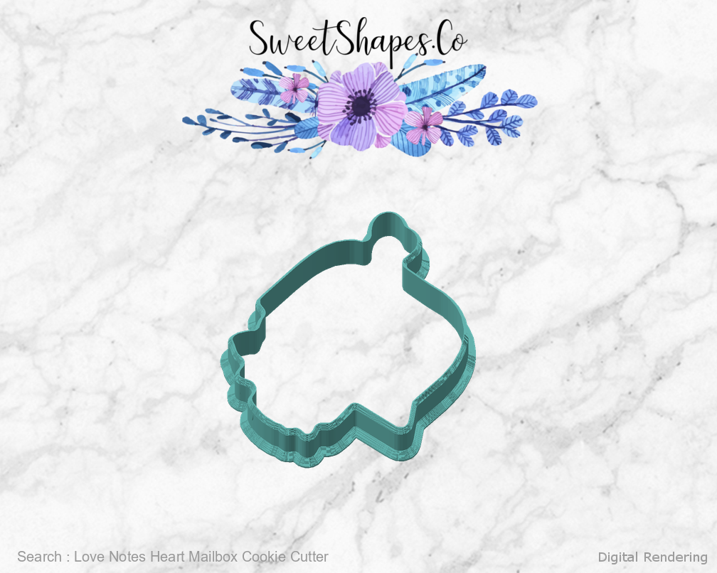 Love Notes Heart Mailbox Cookie Cutter — angled front view