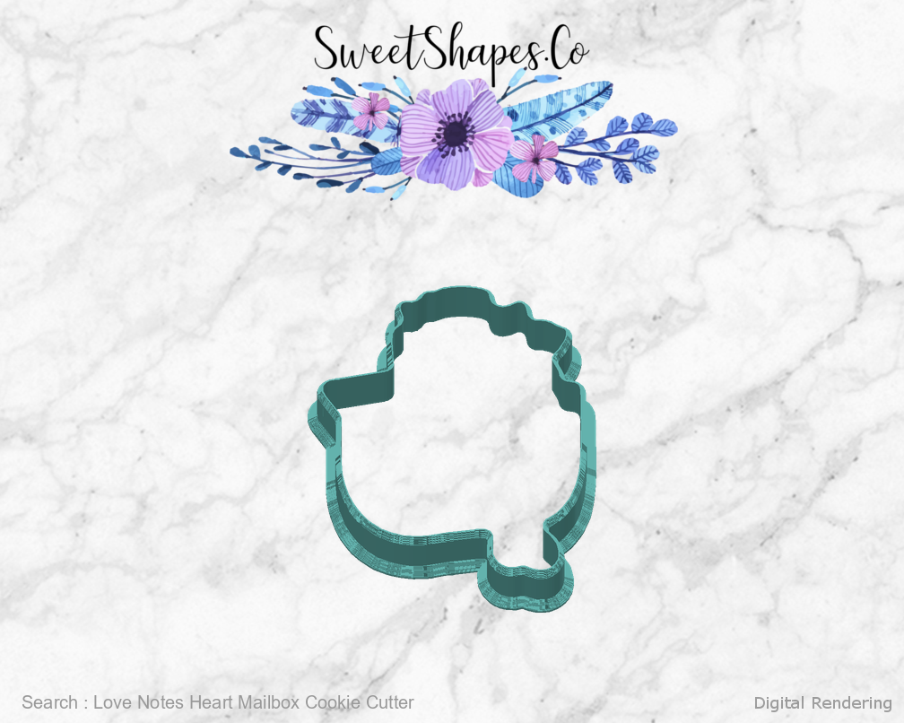 Love Notes Heart Mailbox Cookie Cutter — back view