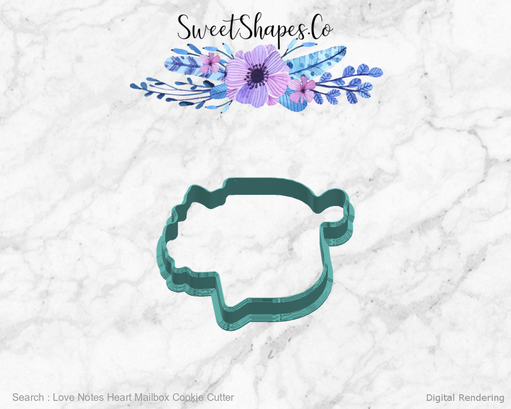 Love Notes Heart Mailbox Cookie Cutter — right view