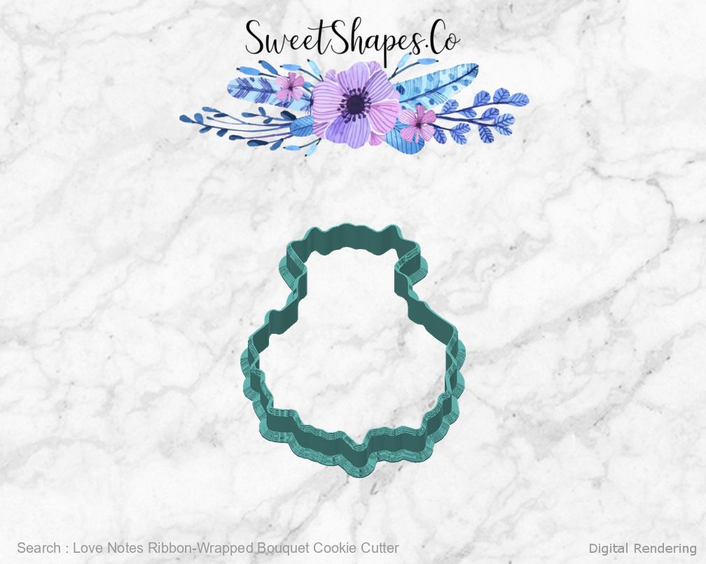 Love Notes Ribbon-Wrapped Bouquet Cookie Cutter — back view