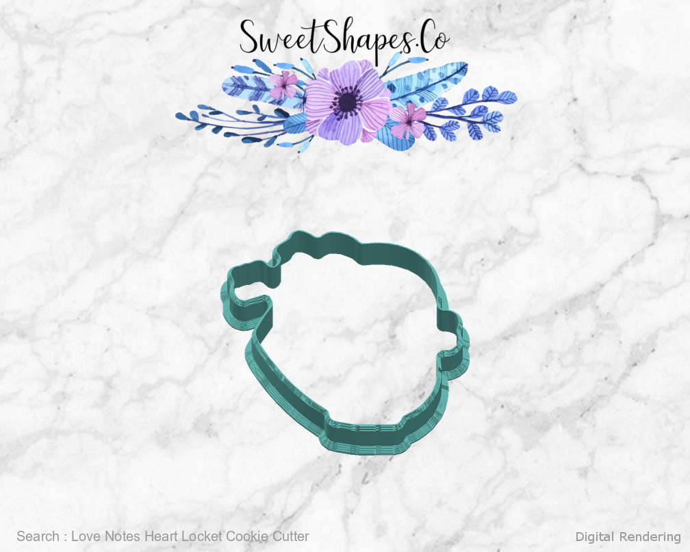 Love Notes Heart Locket Cookie Cutter — right view