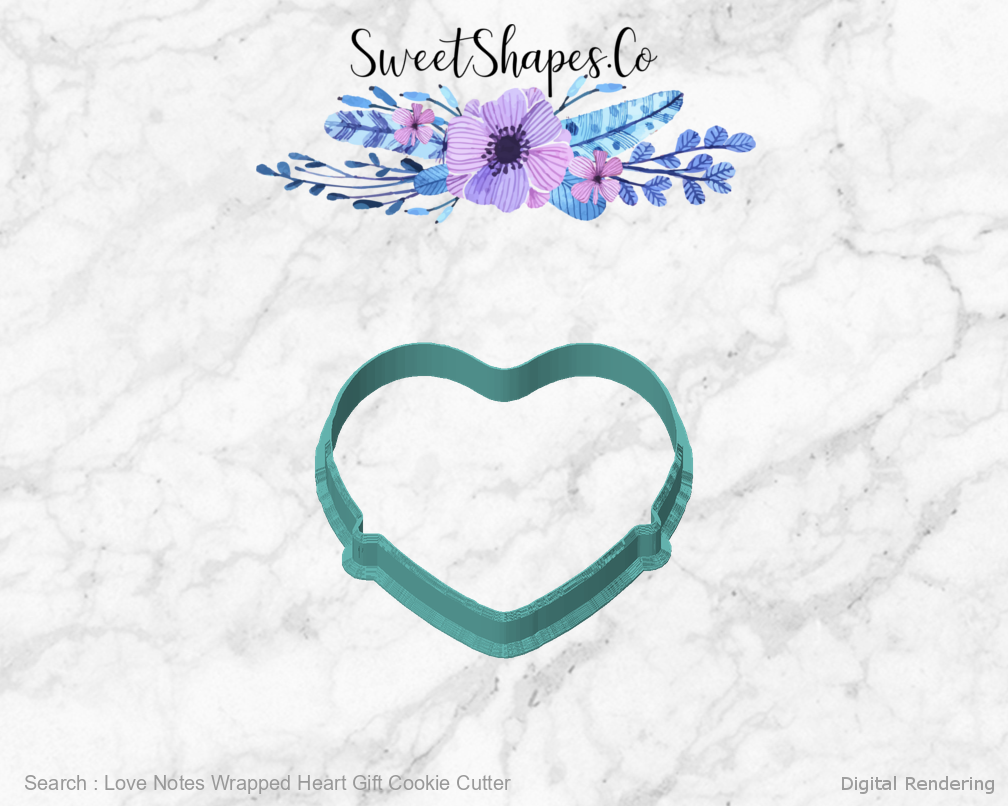 Love Notes Wrapped Heart Gift Cookie Cutter — front view