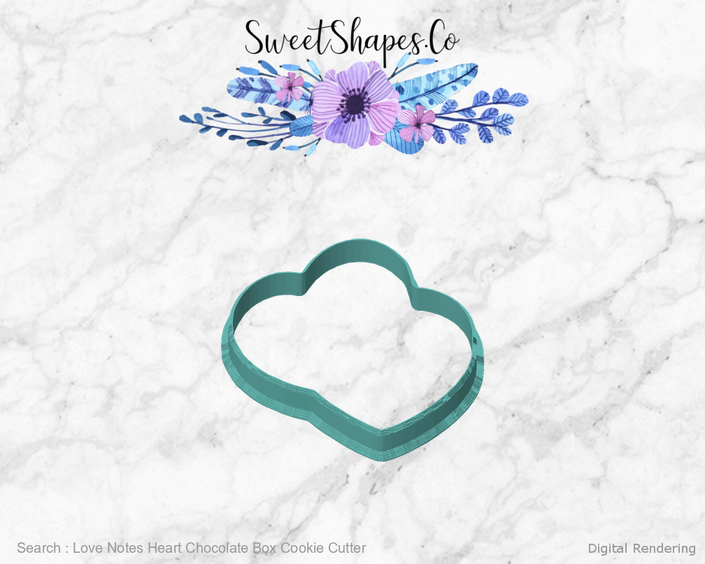 Love Notes Heart Chocolate Box Cookie Cutter — front view