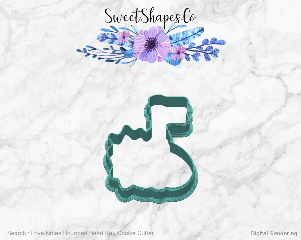 Love Notes Rounded Heart Key Cookie Cutter — back view