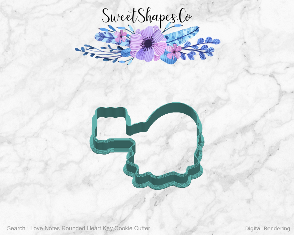 Love Notes Rounded Heart Key Cookie Cutter — right view