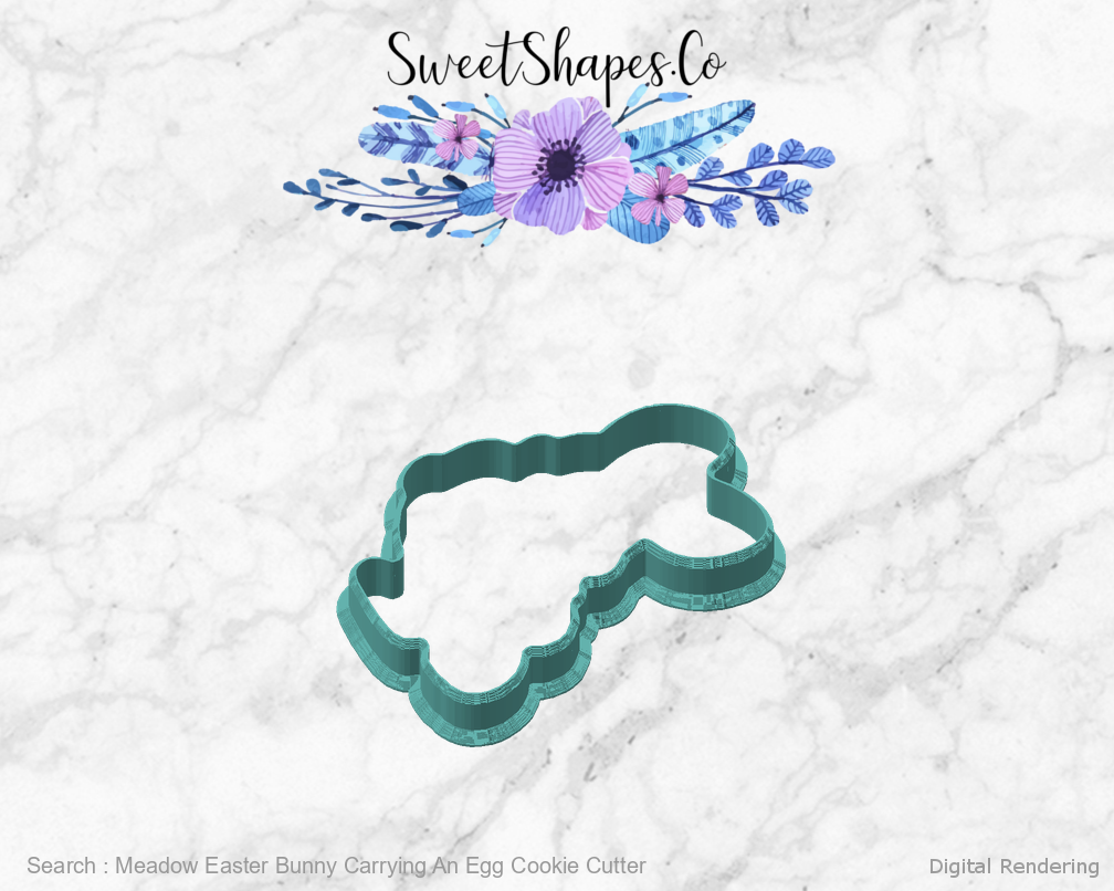 Meadow Easter Bunny Carrying An Egg Cookie Cutter — angled front view