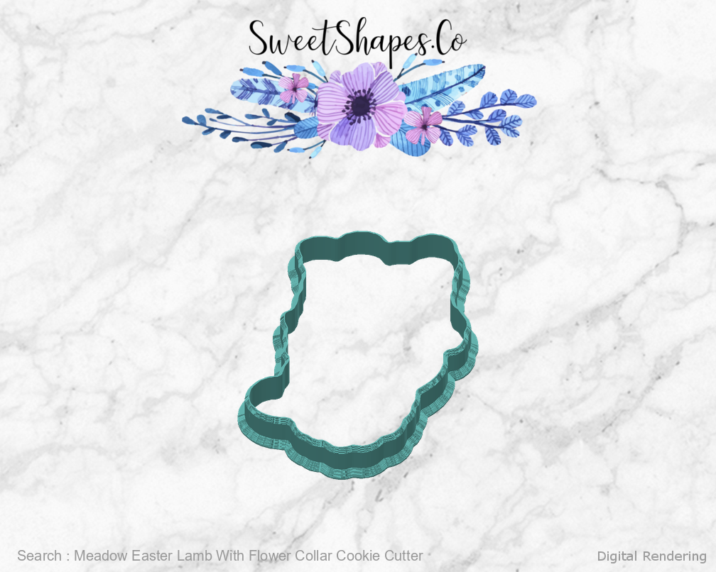 Meadow Easter Lamb With Flower Collar Cookie Cutter — back view