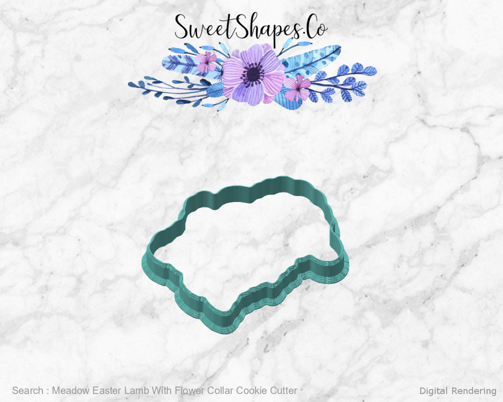 Meadow Easter Lamb With Flower Collar Cookie Cutter — angled front view
